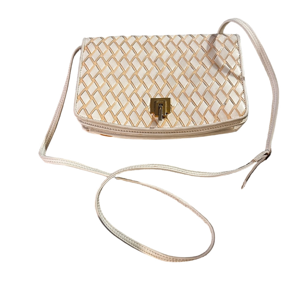 Fendi White&Gold vintage leather Crossbody COA (4)